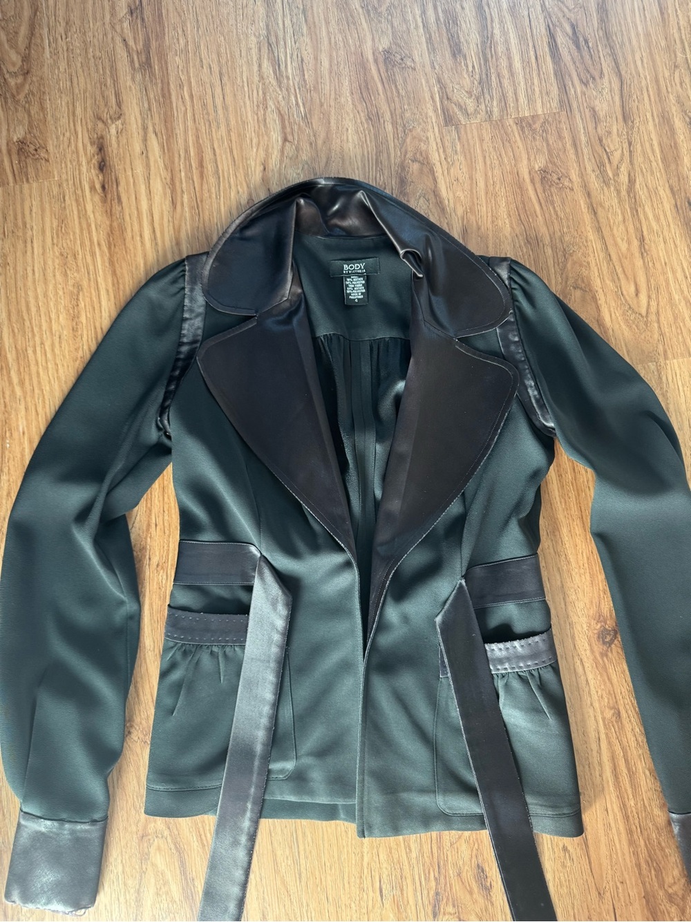 Body by Victoria  Black faux Satin Trim Blazer Jacket